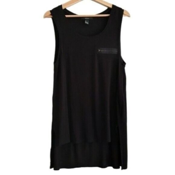 FOREVER 21 Tank top Scoop Neck Hi-Low Hem Black Sz S - Picture 1 of 8